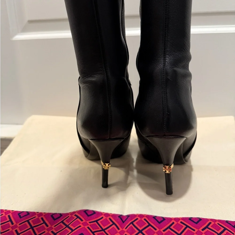 Tory Burch Black Leather Knee-High Boots size 8m - Picture 6 of 10